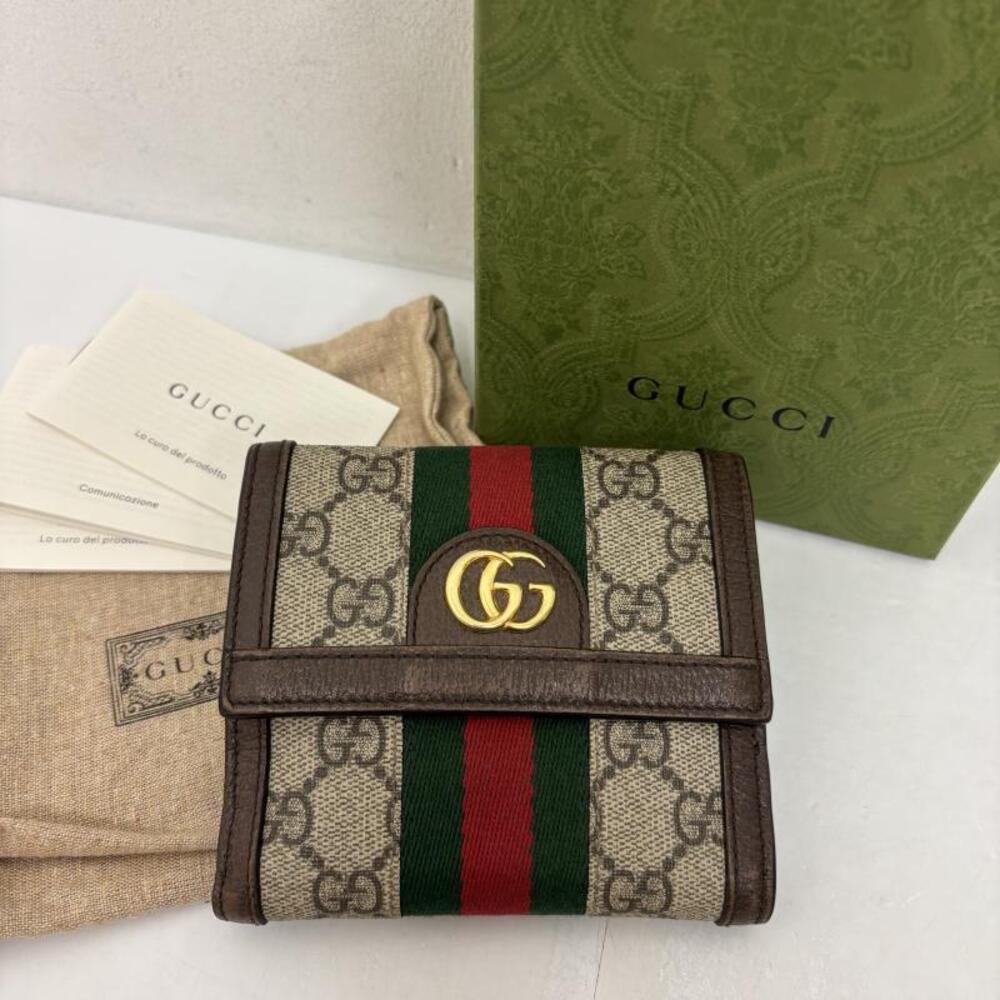Gucci GG French Flap Wallet Sherry Leather Yellow Brown